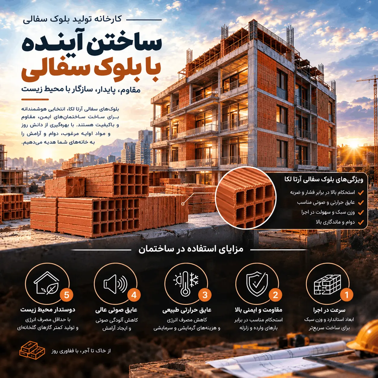ساختمان اجراشده با بلوک سفالی کیان